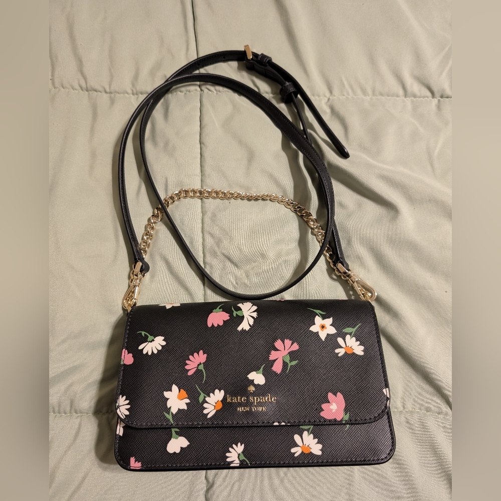 Kate Spade Black and Pink Floral Crossbody Bag